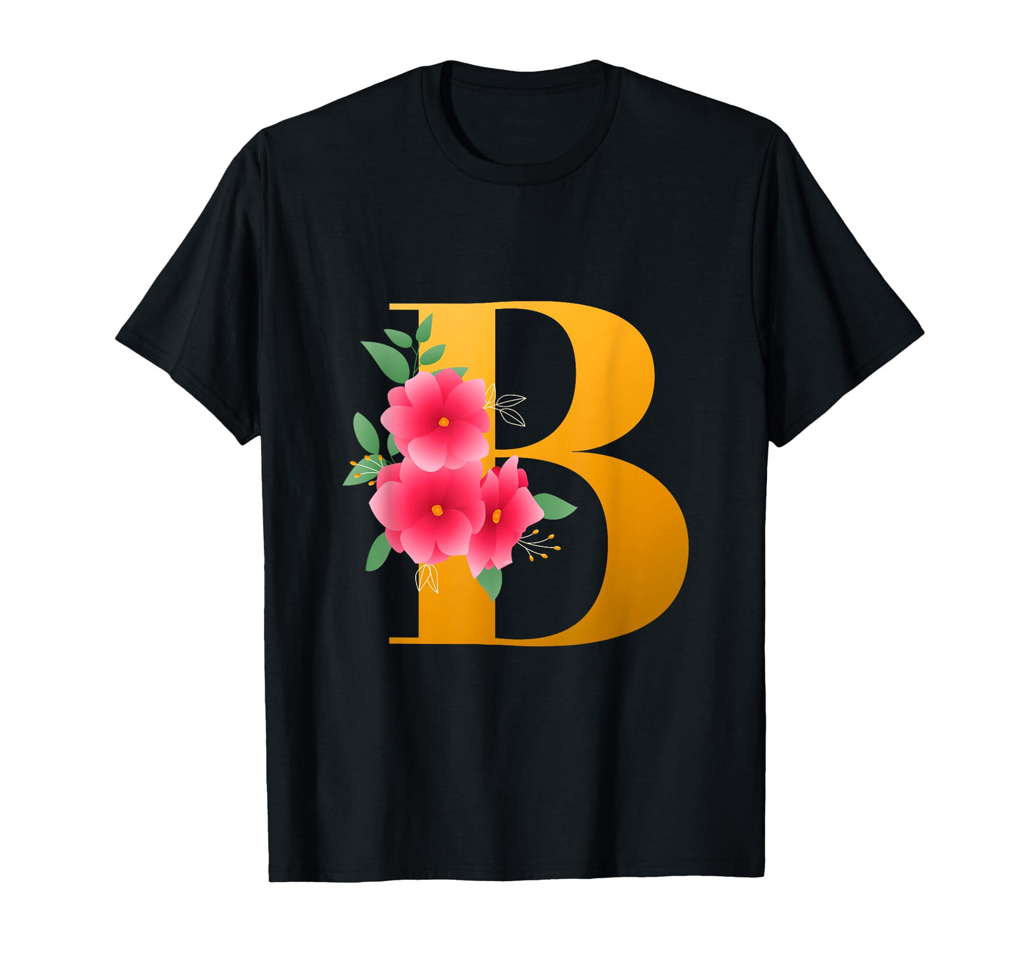 Floral B Alphabet Cute Initial Monogram Letter B Graphic T-Shirt