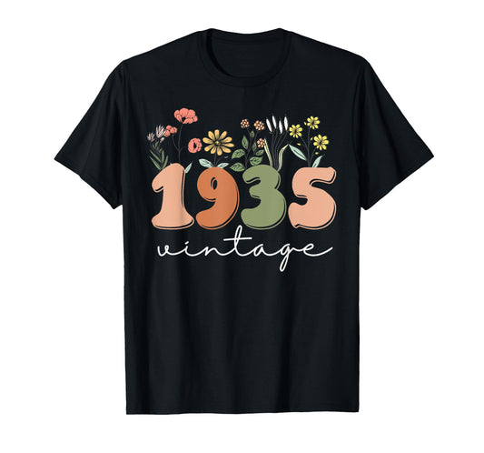 90 Years Old Vintage 1935 90th Birthday Tee Wildflower Women T-Shirt