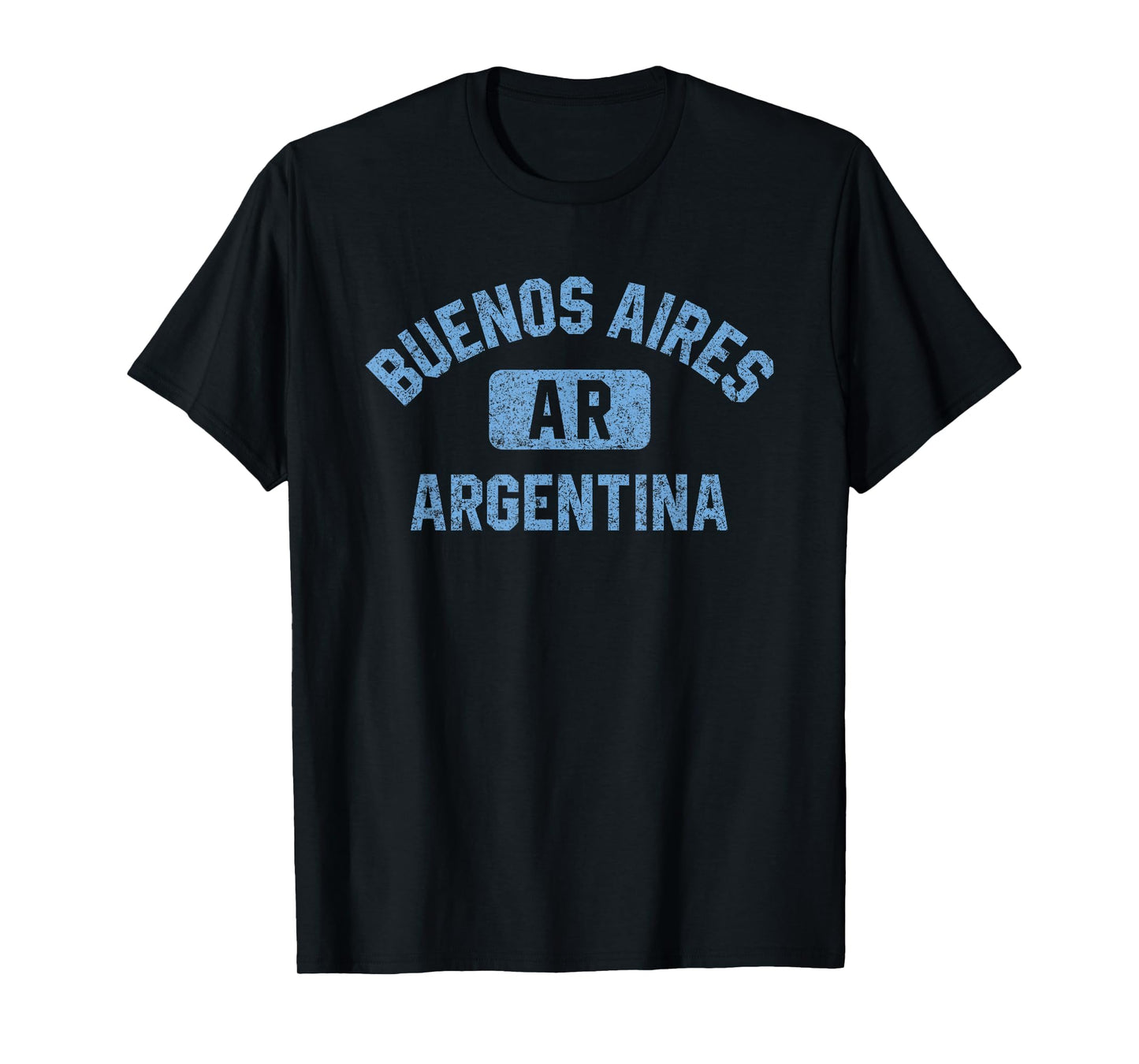 Buenos Aires Argentina Gym Style Distressed Light Blue Print T-Shirt