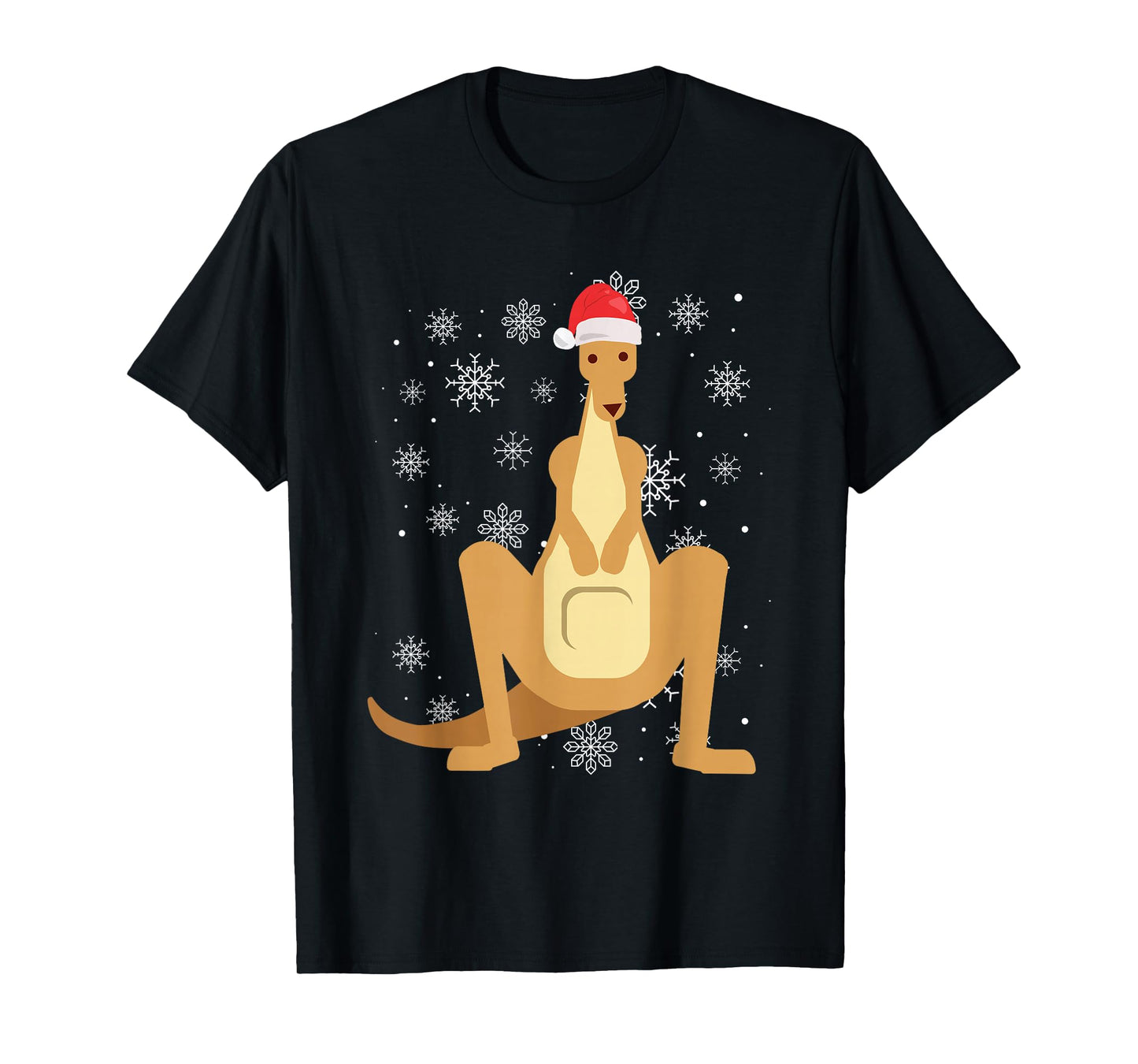 Kangaroo with Santa Hat Snowflakes Aussie Christmas T-Shirt