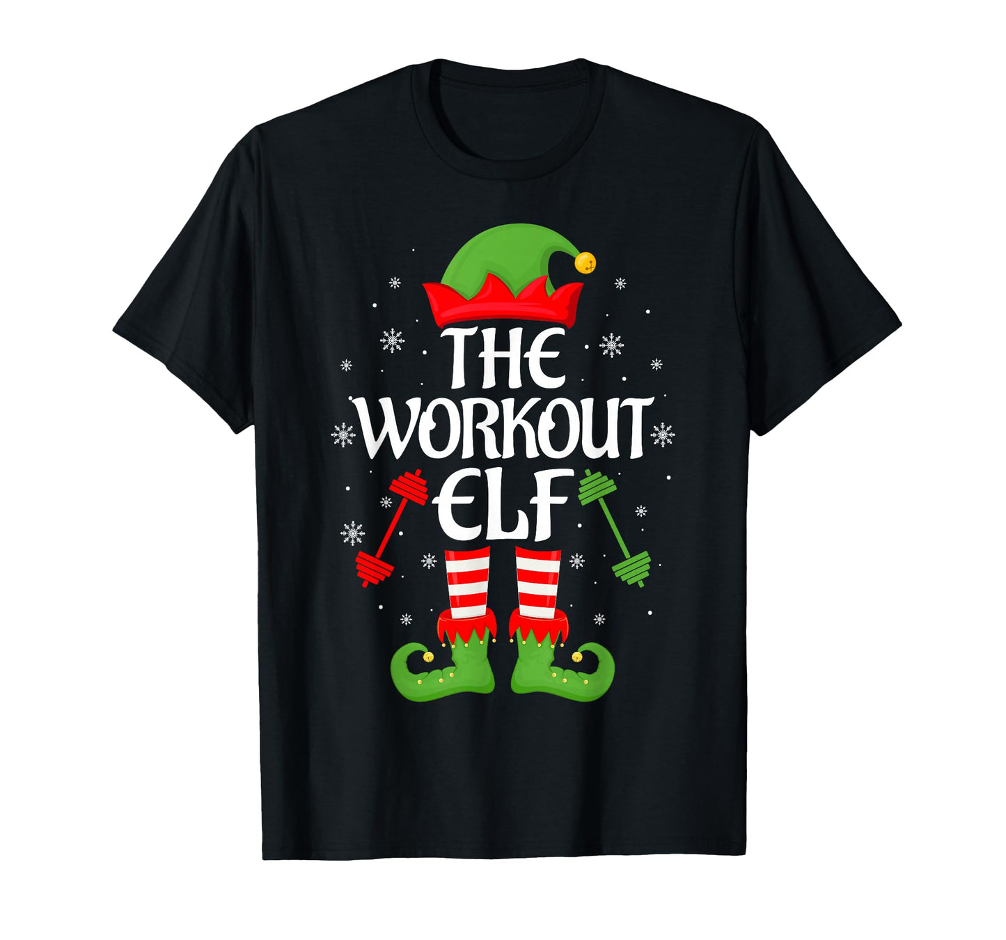 Workout Elf Xmas Matching Family Elf Squad Christmas T-Shirt