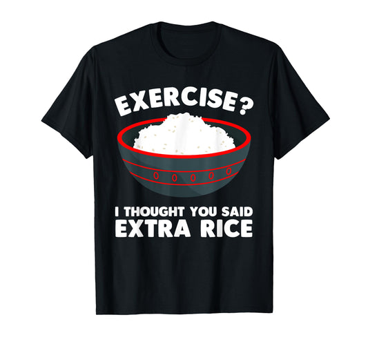Cute Rice Art Men Women Gym Extra Rice Asian Food Vegan T-Shirt