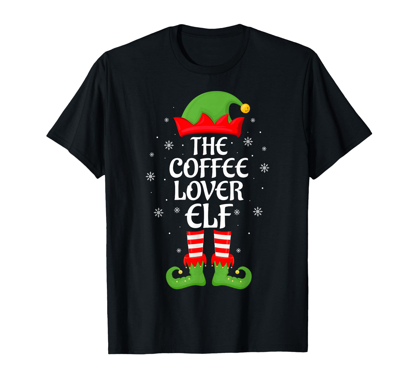 Coffee Lover Elf Christmas Family Matching Elf Squad Xmas T-Shirt