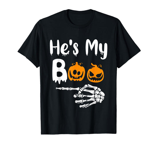 She's My Boo Matching Halloween Pajama Couples He's My Boo T-Shirt