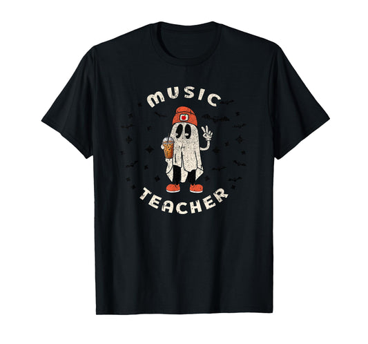 Music Teacher Halloween Piano Educator Women Men Funny Fall T-Shirt