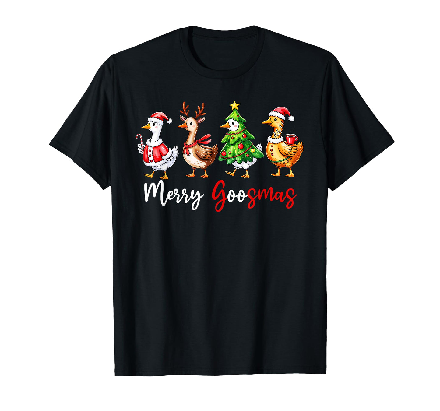 Funny Retro Merry Goosemas Christmas Silly Goose Xmas Lights T-Shirt