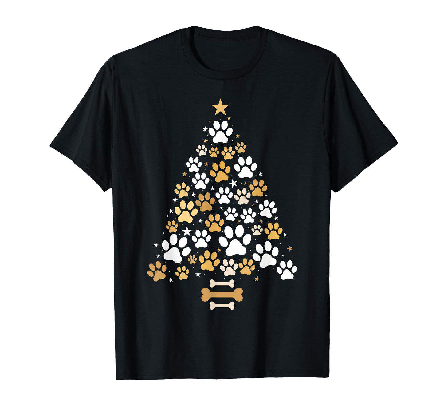 Cat Dog Paw Christmas Tree Pajamas Puppy Dog Cat Lover Xmas T-Shirt