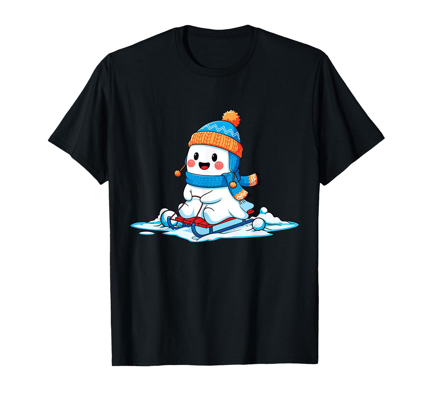 Kawaii Ghost Skii Winter Halloween Christmas Winterween T-Shirt