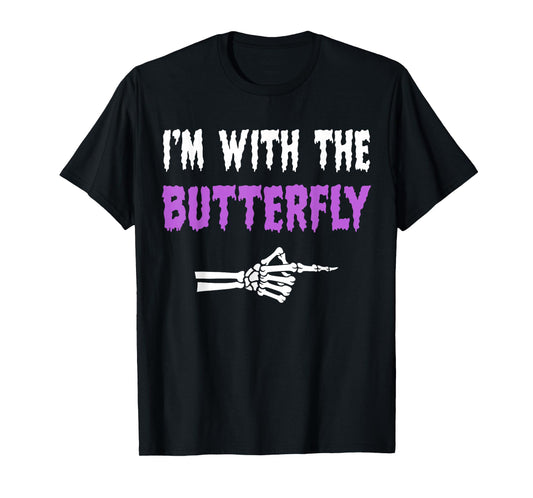 I'm With Butterfly Party Matching Couples Halloween Costume T-Shirt
