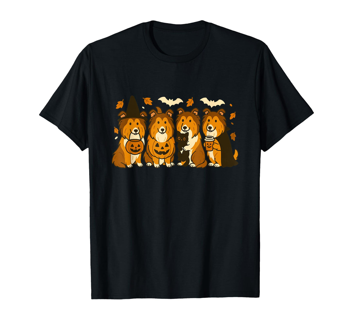 Witch Rough Collie Halloween Fall Rough Collie Dog Mom T-Shirt