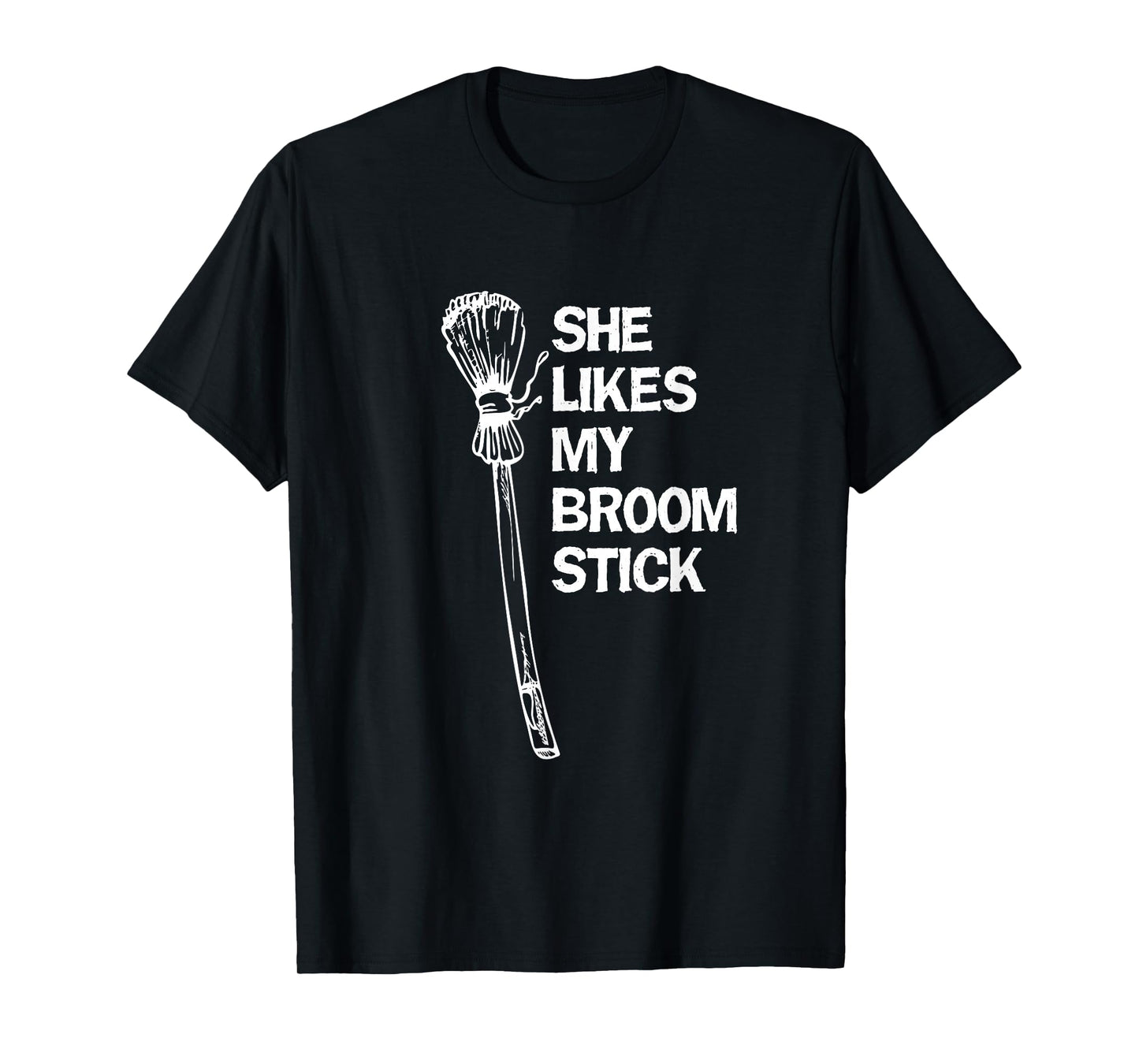 She Likes My Broomstick Halloween Couples Matching Husband T-Shirt