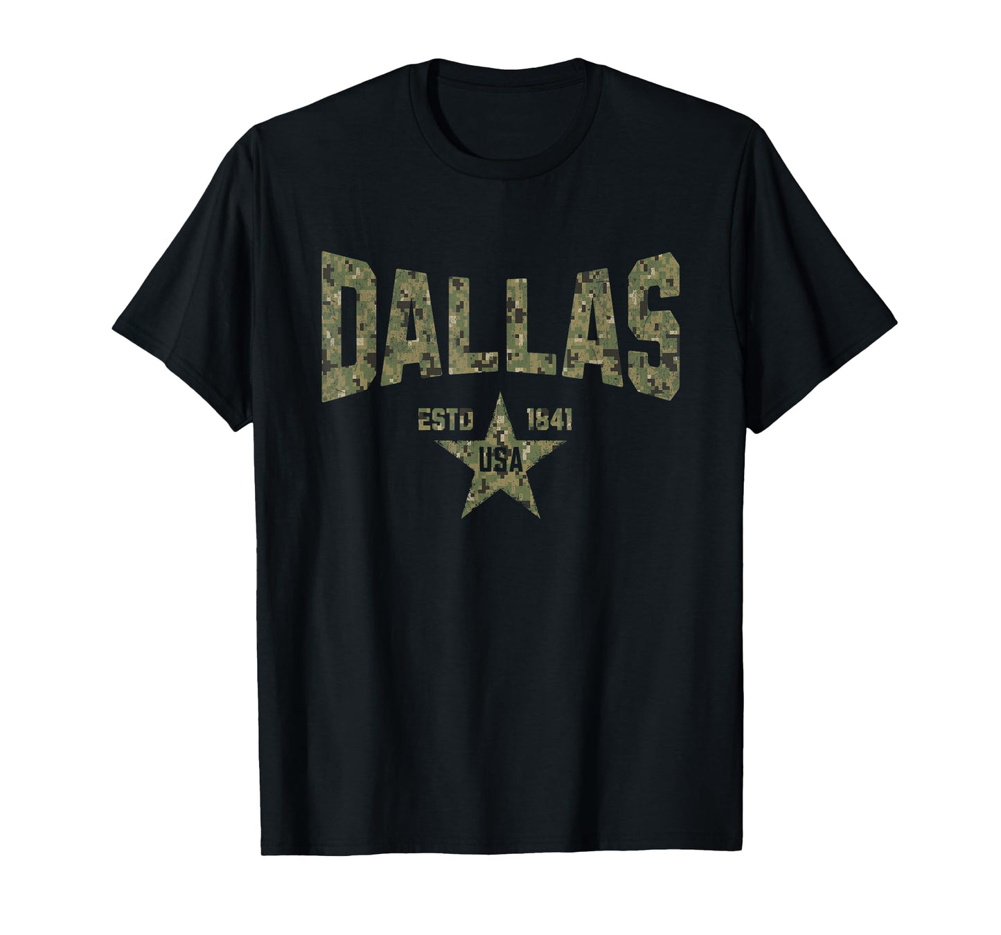 Camo Souvenir USA Star Dallas Texas T-Shirt