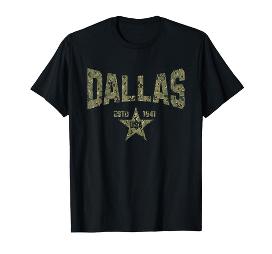 Camo Souvenir USA Star Dallas Texas T-Shirt