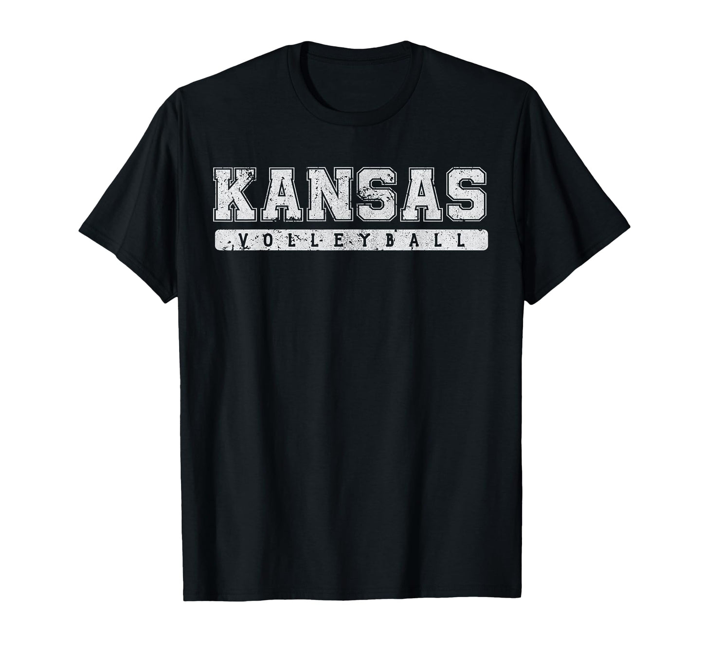 Kansas Volleyball White Vintage Text T-Shirt