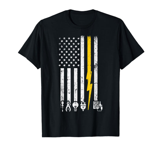 Electrician Icons US Flag Electrical Patriotic Men Women Kid T-Shirt