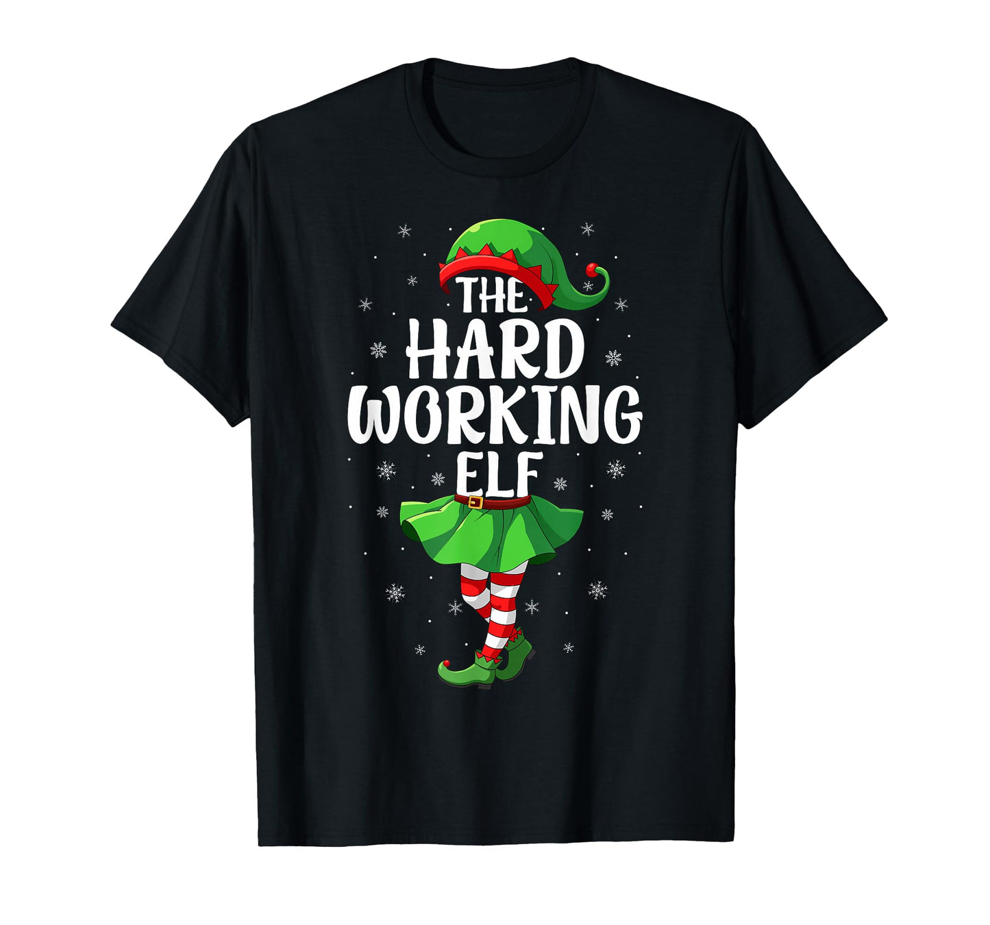 Hard Working Elf Christmas Girls Women Elf Squad Xmas Family T-Shirt