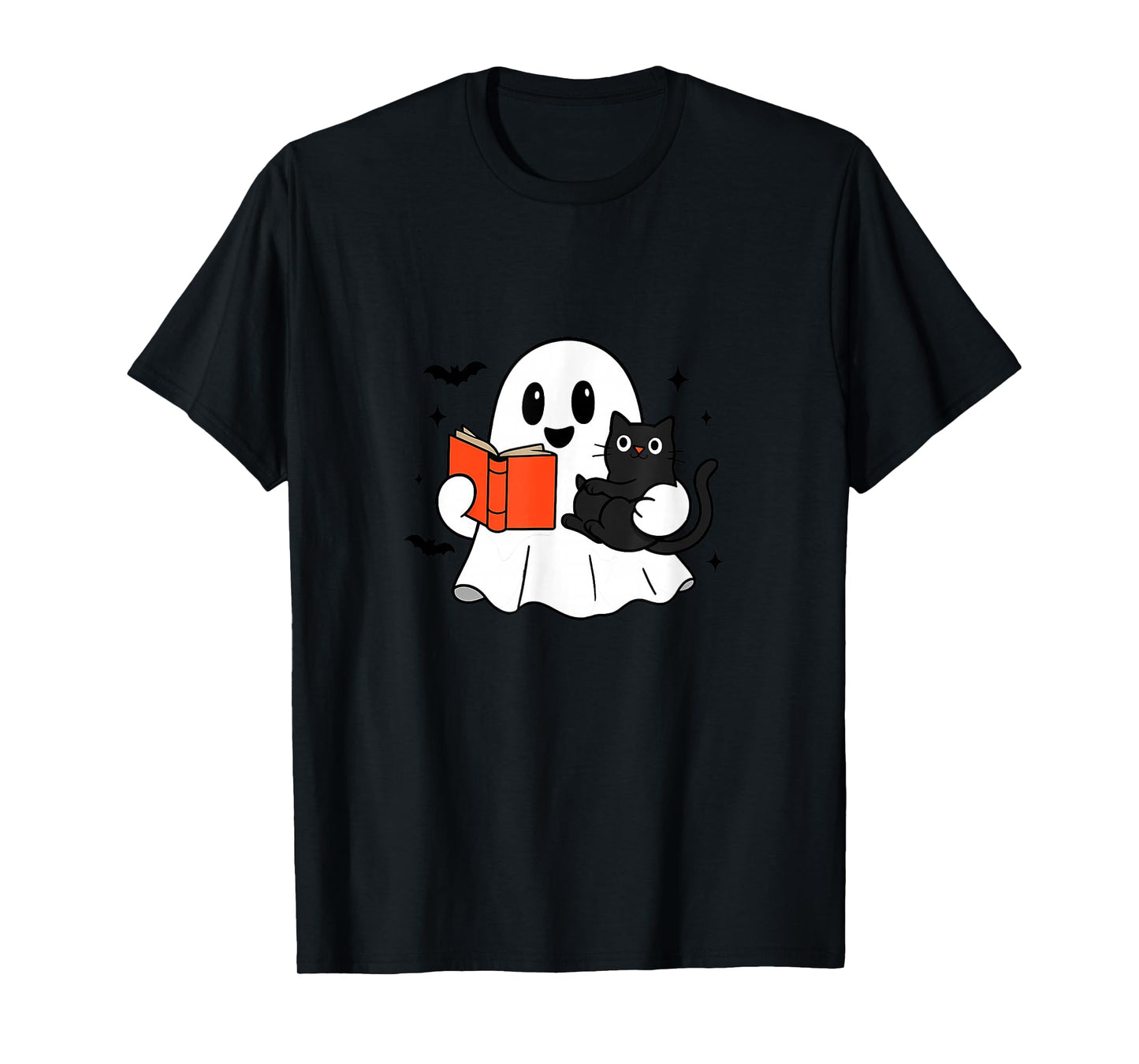 Amazing Spooky Creepy Halloween Ghost with cat Design T-Shirt