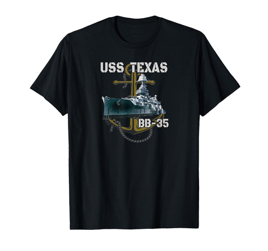 USS Texas BB-35 Battleship American WW1 Warship WW2 Veterans T-Shirt