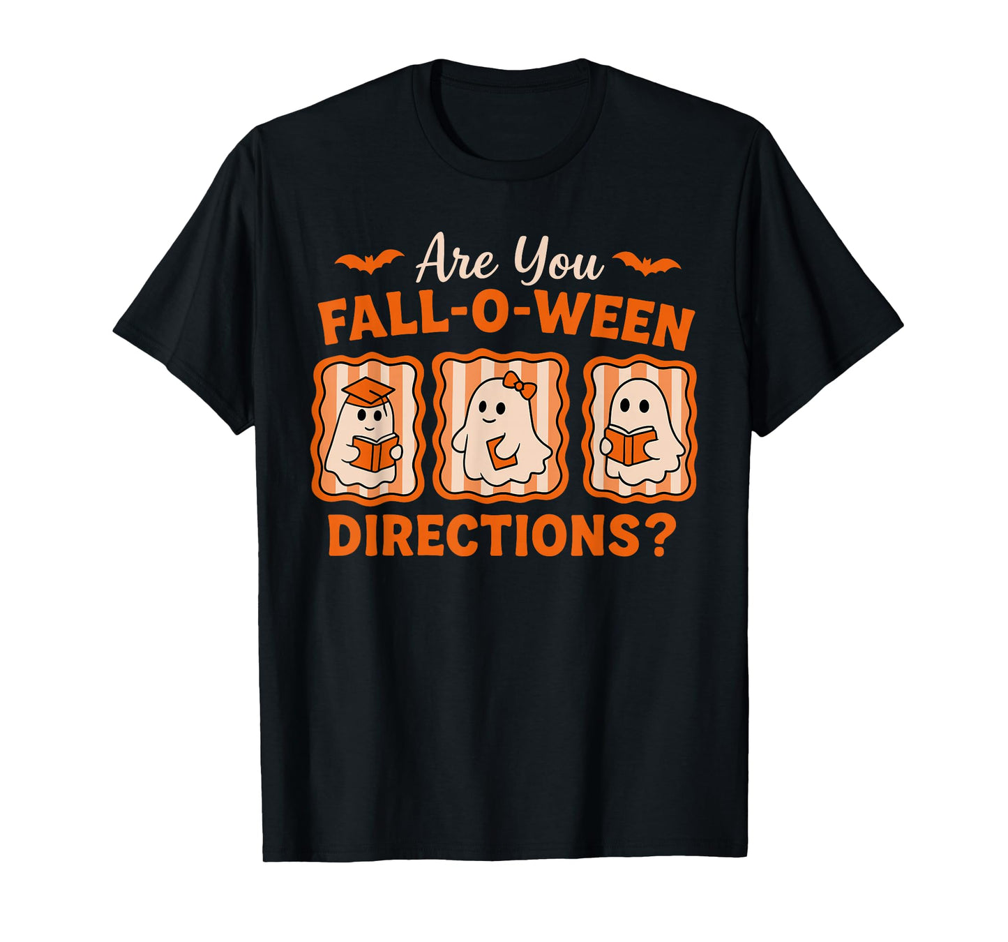 Retro are You Fall-O-Ween Directions Teacher Halloween Ghost T-Shirt