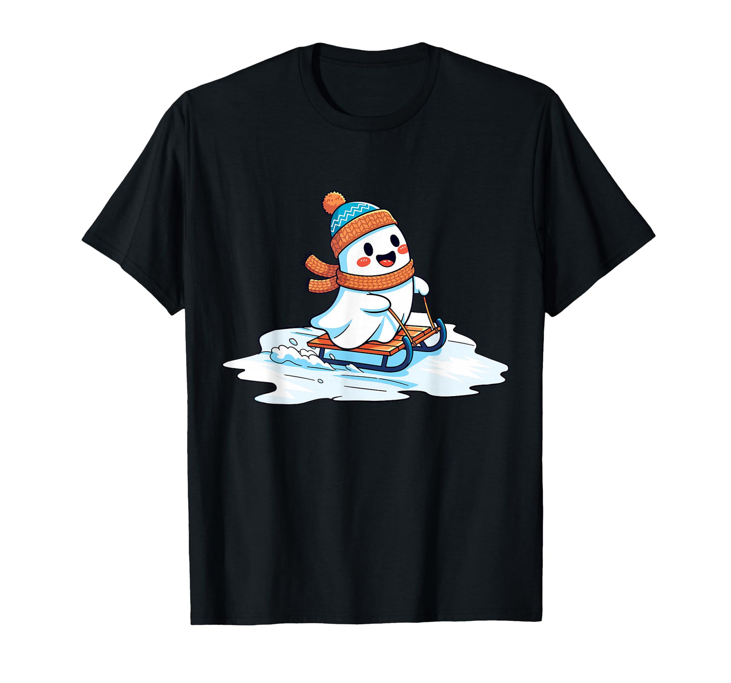 Cute Ghost Skii Winter Halloween Christmas Winterween T-Shirt