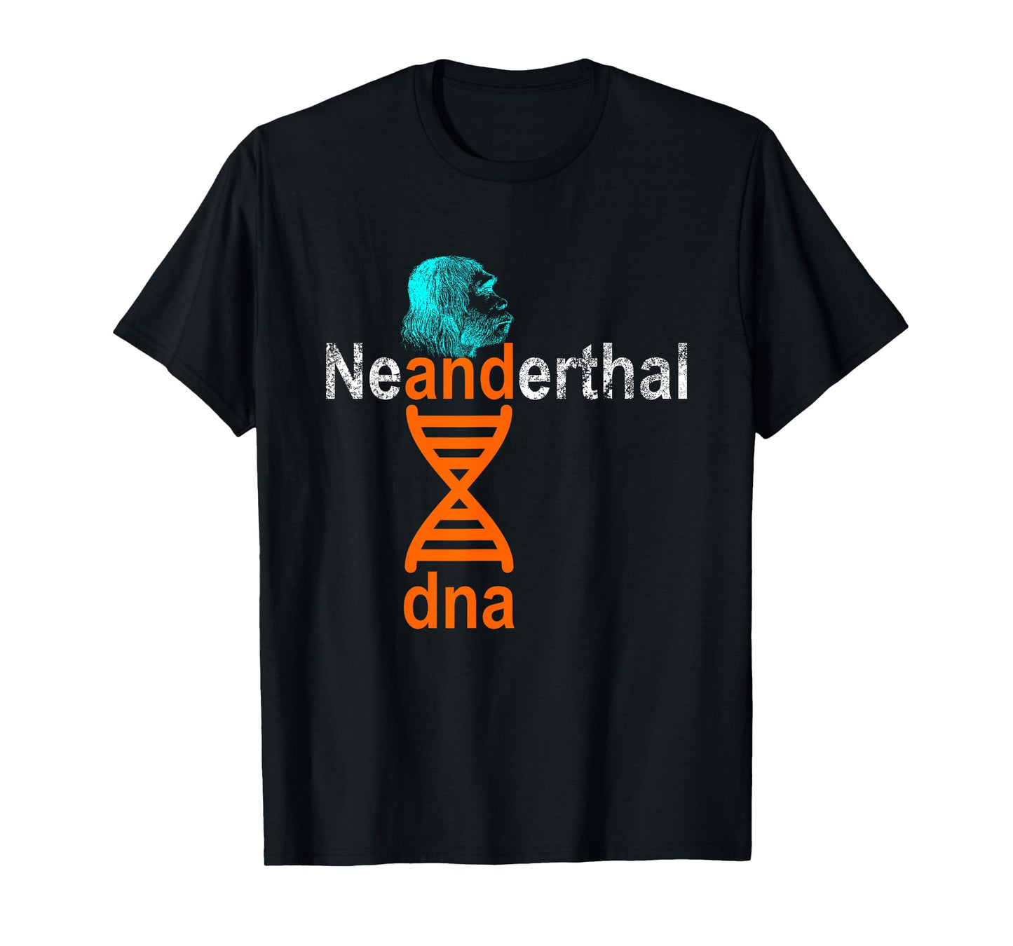 Neanderthal DNA Double Helix Design Co. Adult Unisex Retro Genetic Double Helix T-Shirt, Black, Small, Short Sleeve