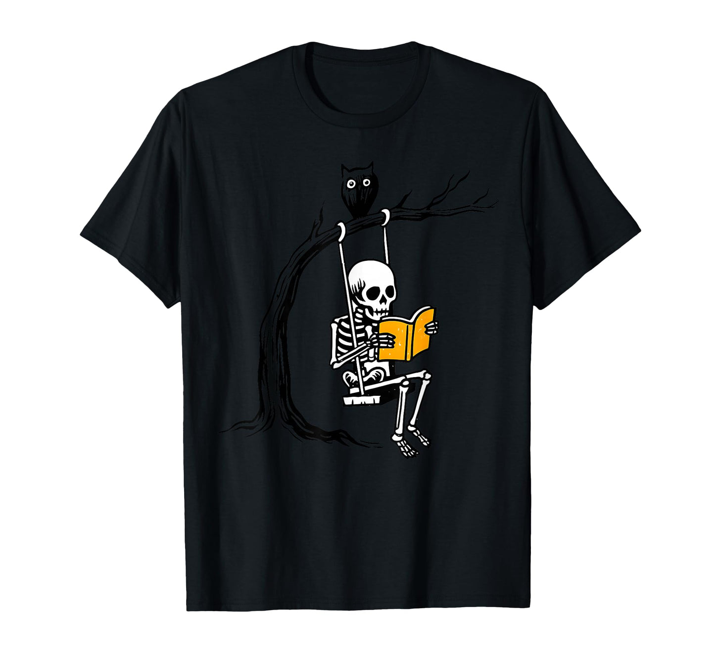 Halloween Skeleton Swing Reading Vintage Costume Women Men T-Shirt