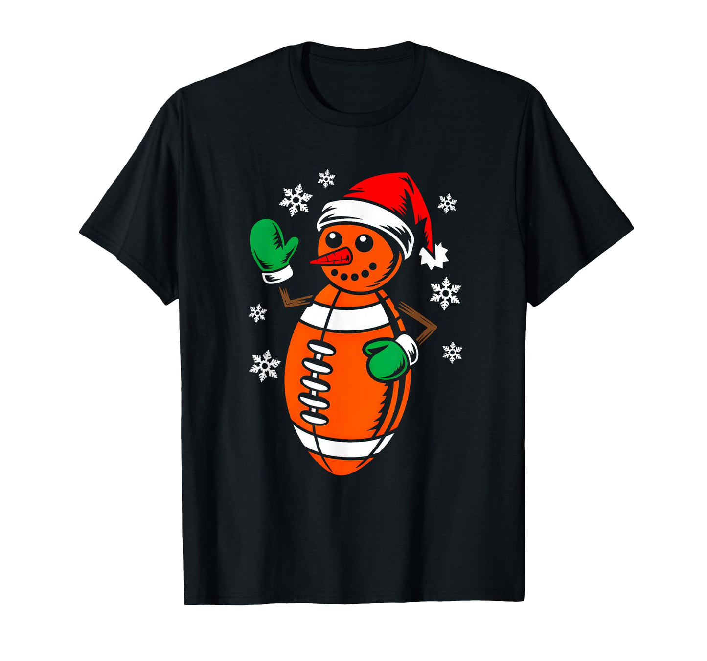 Football Santa Hat Snowman Xmas Funny Football Christmas T-Shirt