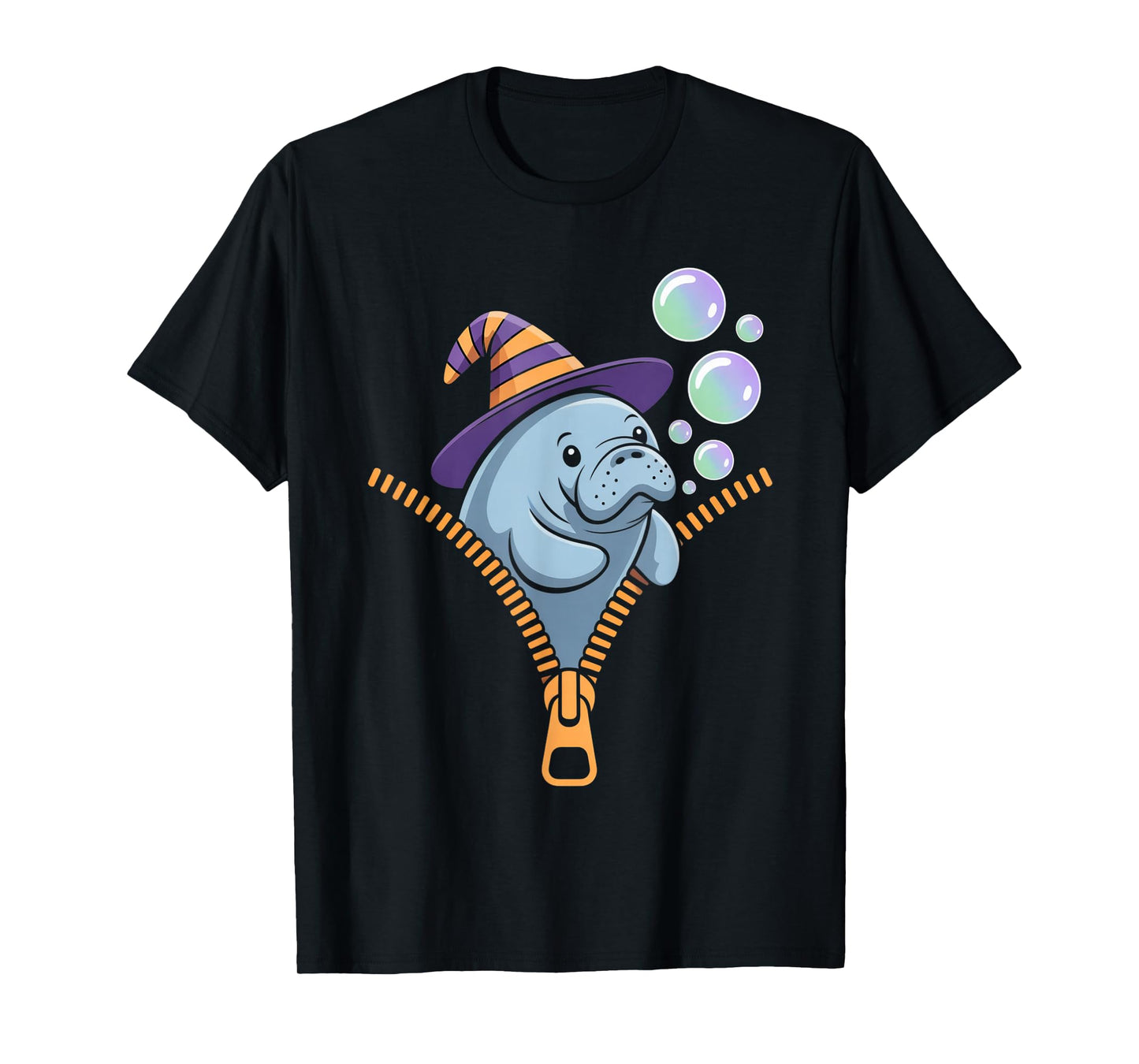Manatee Emerging from A Zipper Cute Manatee Halloween T-Shirt