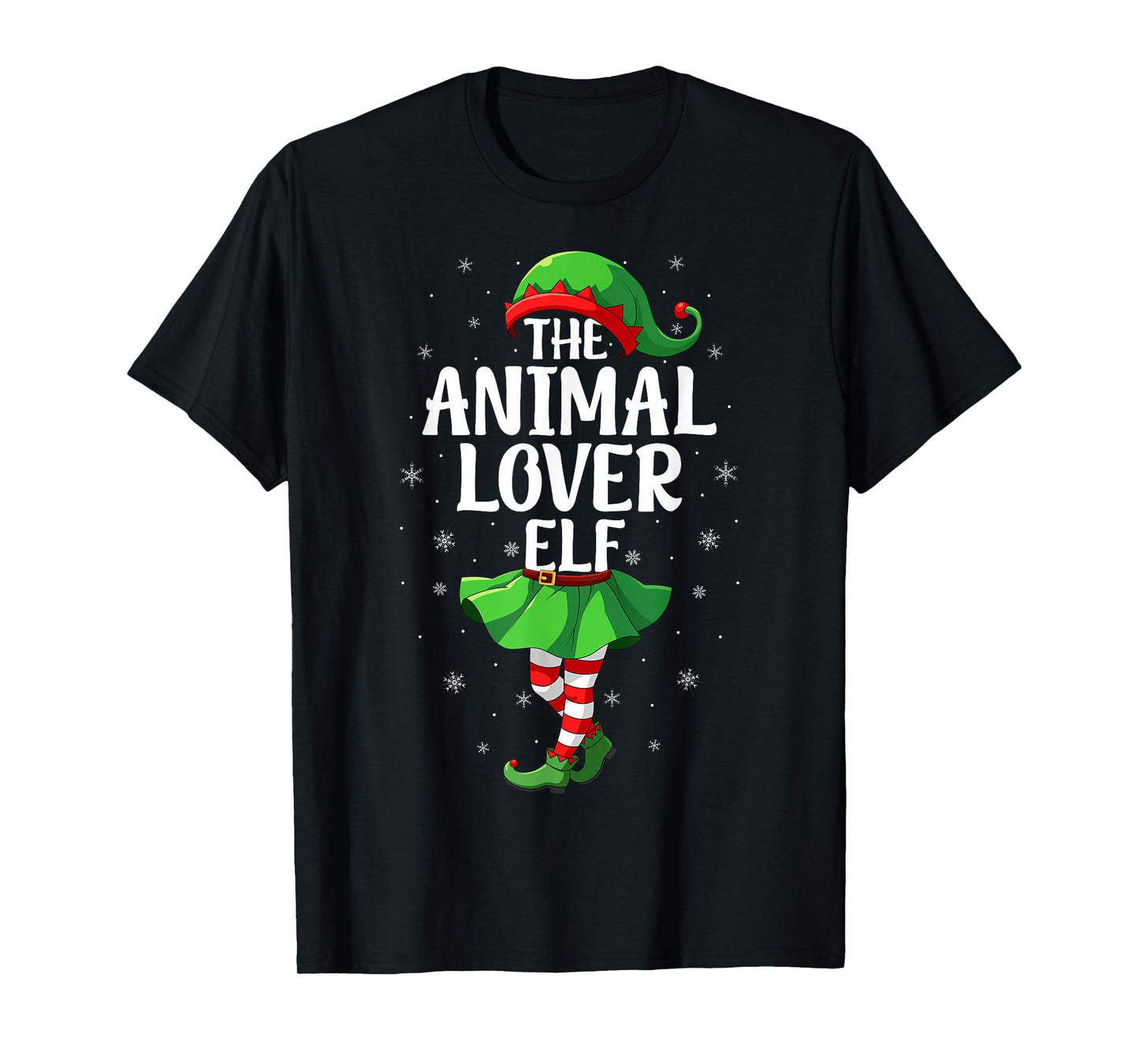 Animal Lover Elf Christmas Girls Women Elf Squad Xmas Family T-Shirt