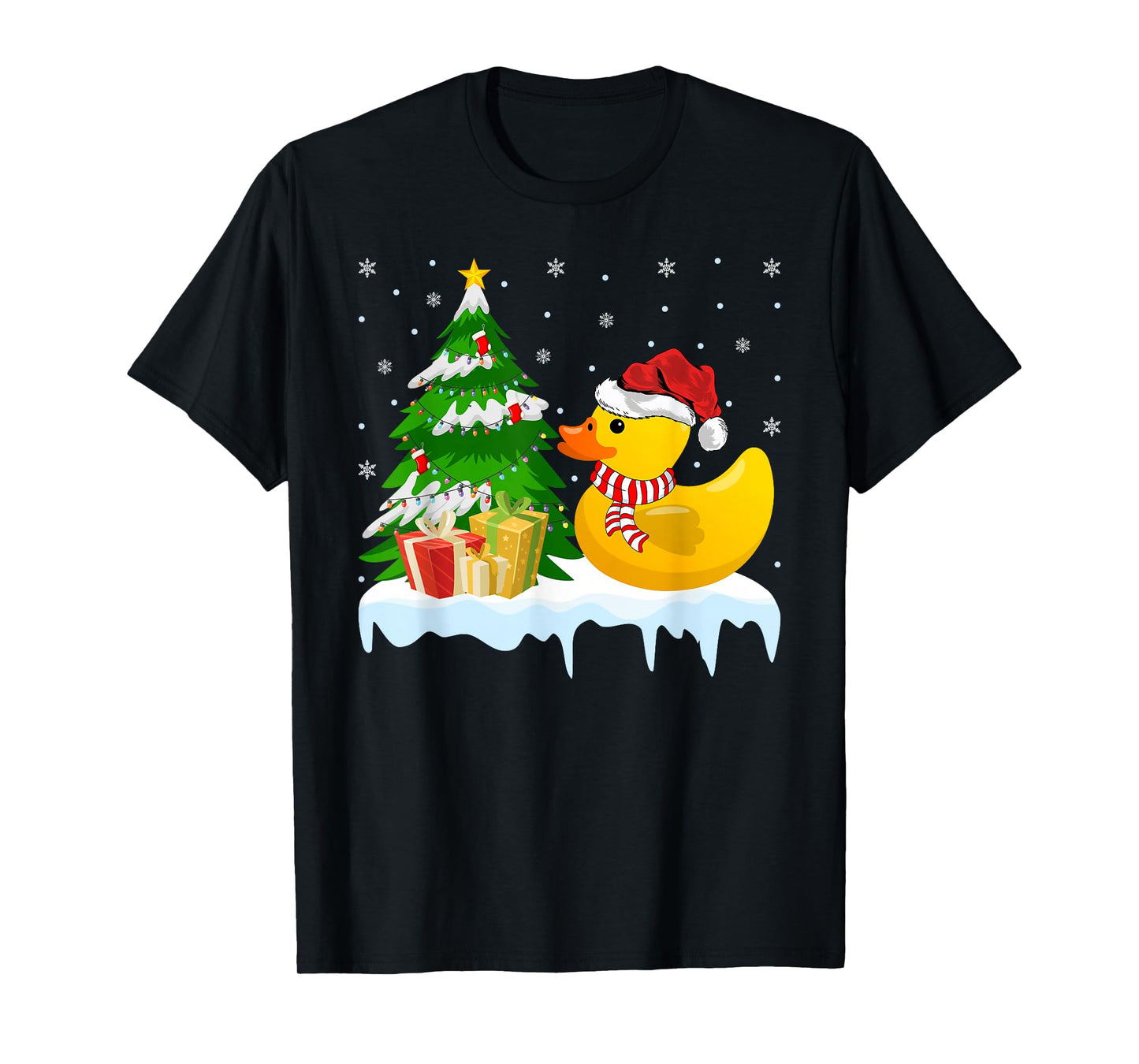 Rubber Duck Christmas Tree Pajamas Lights Xmas T-Shirt