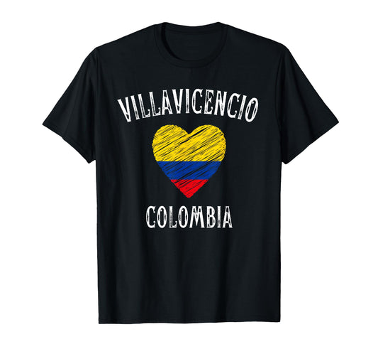 Colombia Flag Heart Villavicencio City T-Shirt