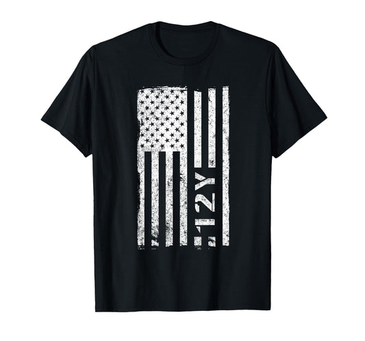 12Y Geospatial Engineer Vintage American Flag T-Shirt