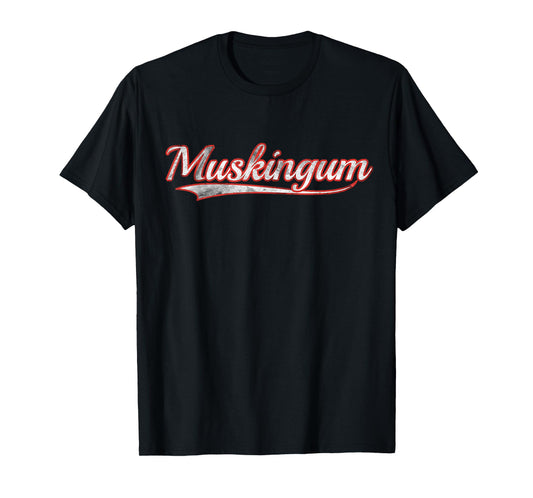 Muskingum Vintage Varsity Distressed Throwback Style T-Shirt