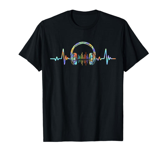 Heartbeat Headphone Tie Dye Sound Lover Engineer Producer DJ T-Shirt