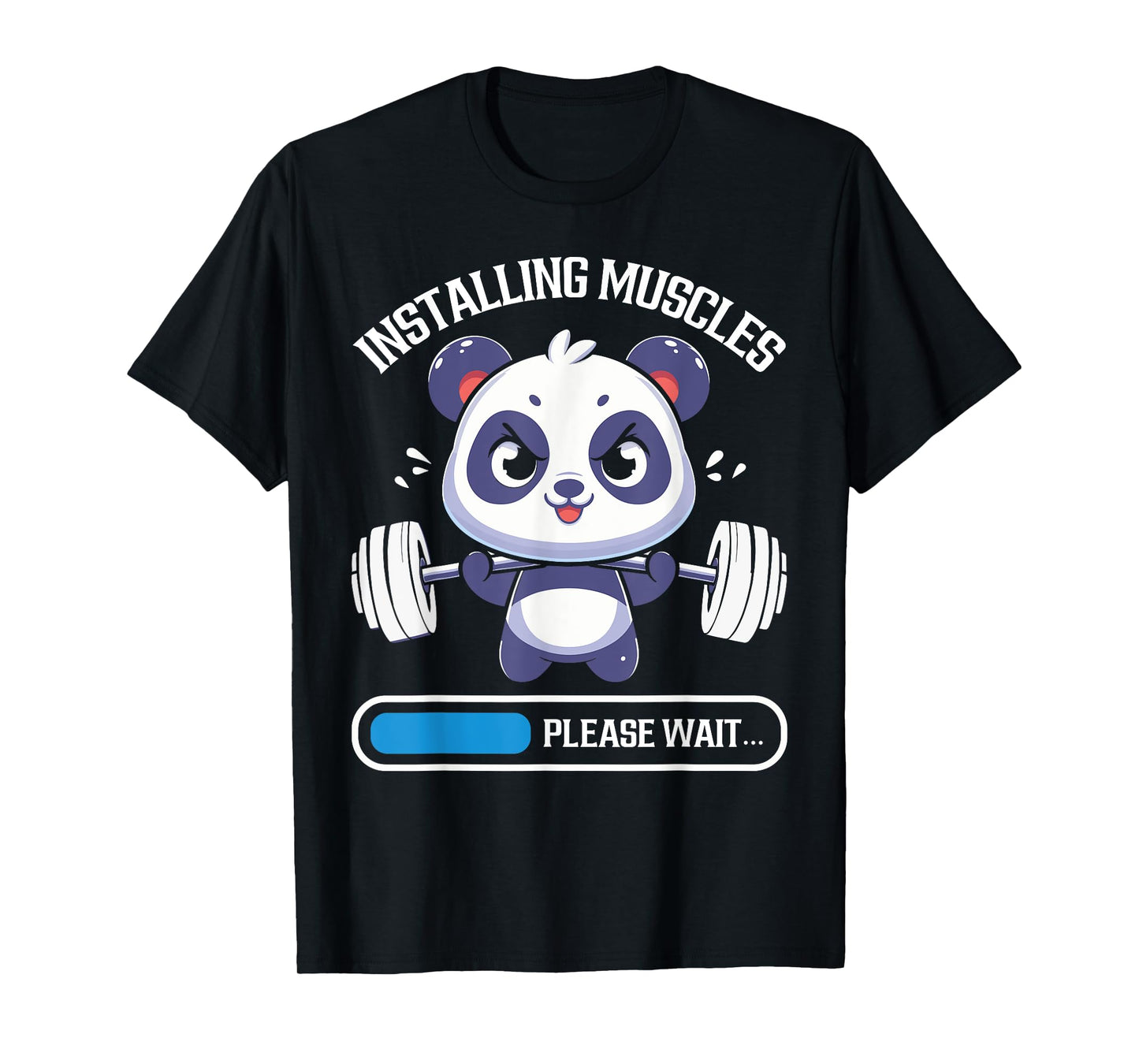 Muscle Building Fitness Panda Weight Lifting Barbell Workout T-Shirt