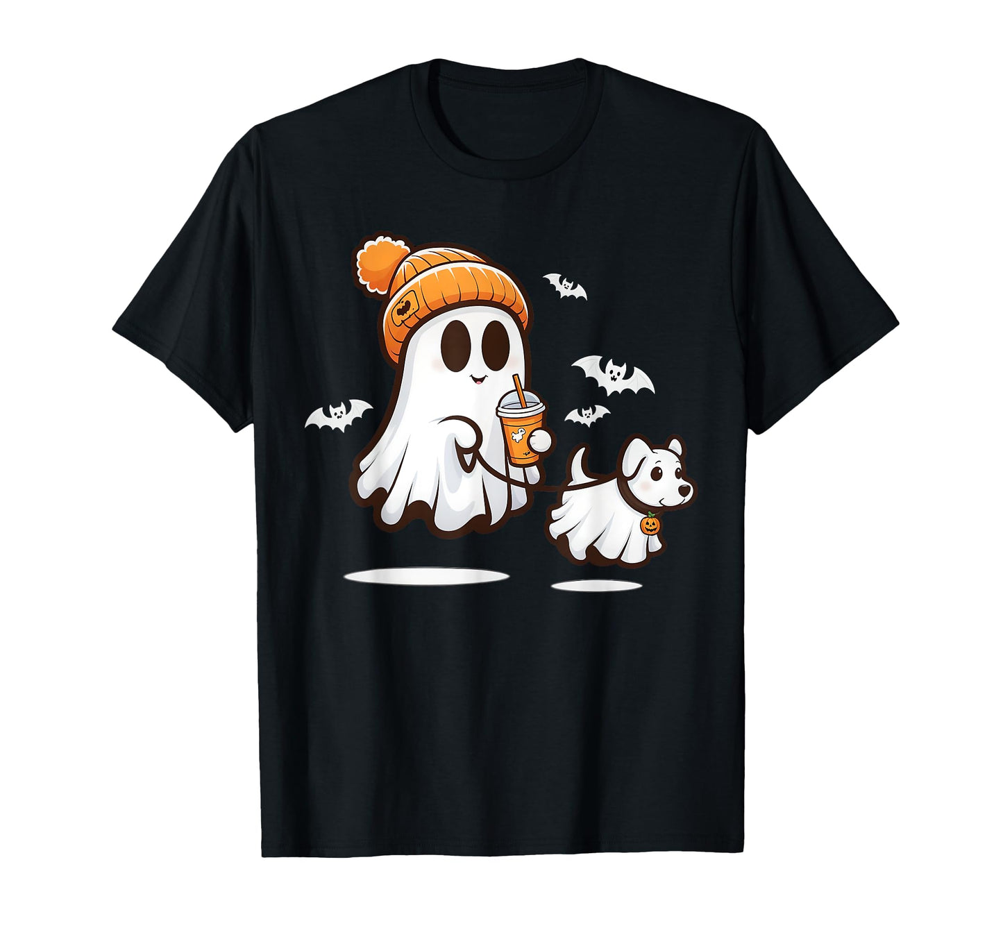 Funny Ghost Walking Dog Ghost Dog Halloween Women Men Kids T-Shirt