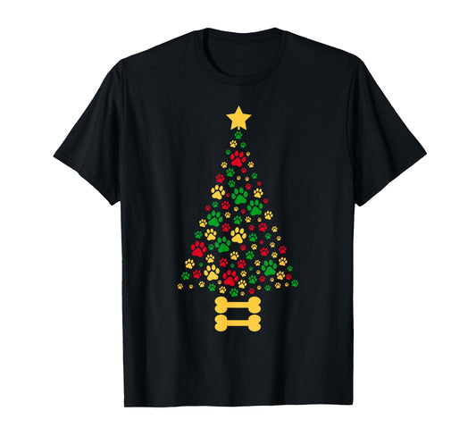 Dog Paw Christmas Tree Pajamas for Adults and Children T-Shirt