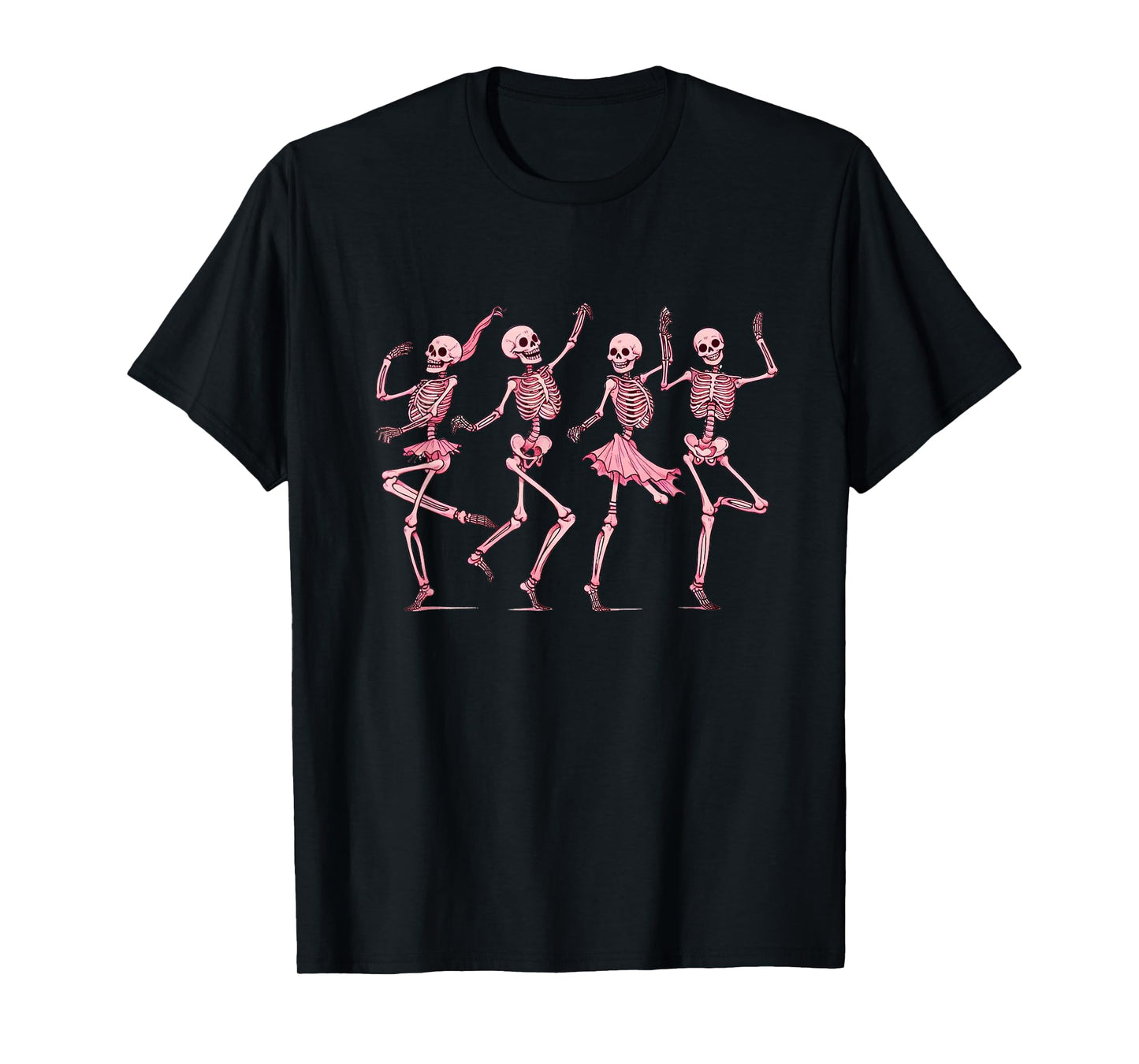 Pink Dancing Skeletons Dance Day Of Dead Halloween Women T-Shirt