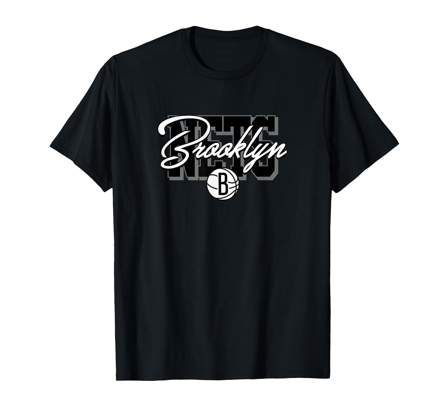 NBA - Brooklyn Nets Blockletter Script Logo Black T-Shirt