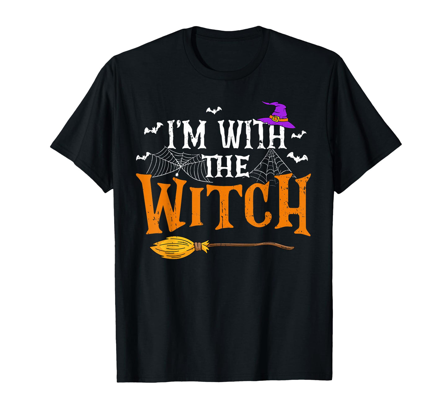 Funny Halloween Matching Couples Costume I'm with The Witch T-Shirt