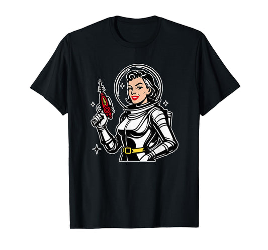 Retro Space Babe Vintage Raygun Astronaut Pinup T-Shirt