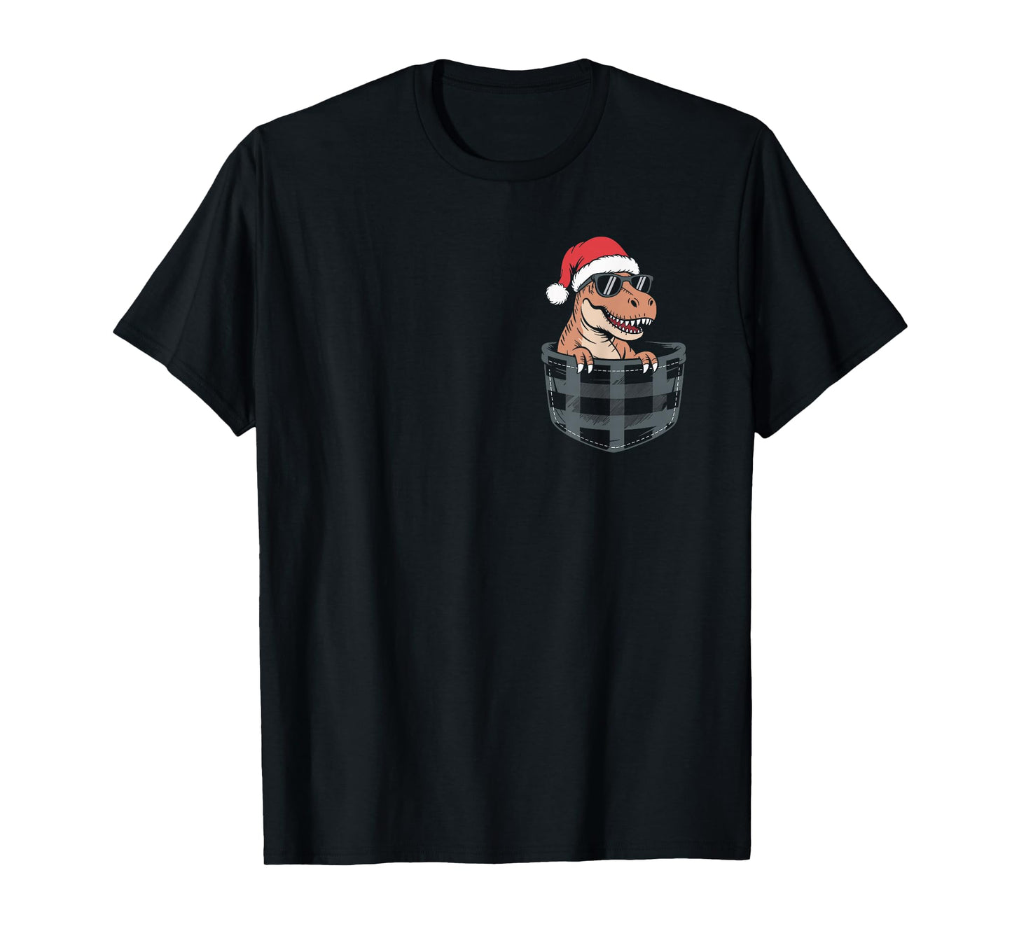 Christmas Dinosaur in a Pocket, t rex Pocket T-Shirt