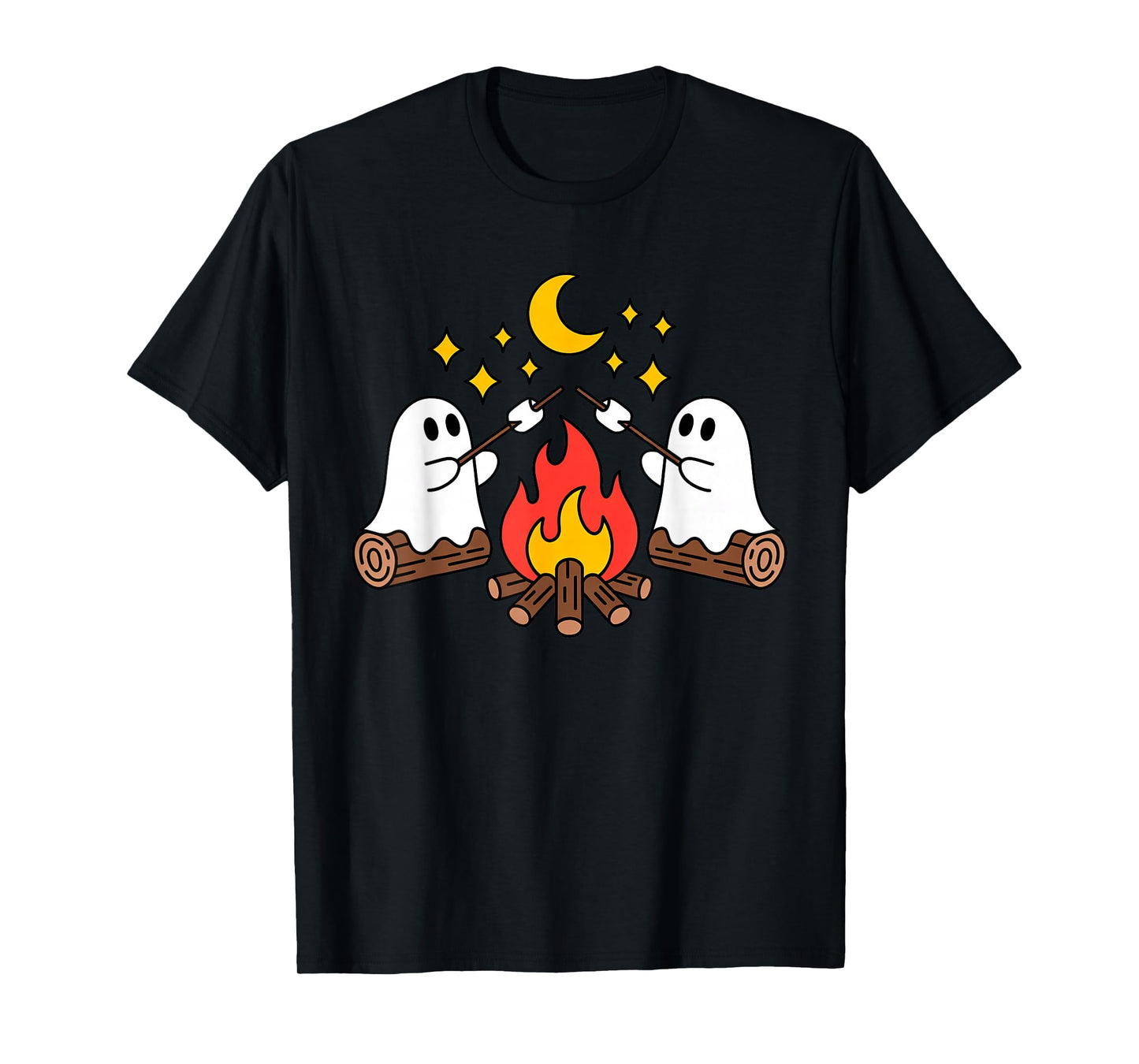 Ghost Camping Campfire Toddler Boys Kids Spooky Halloween T-Shirt