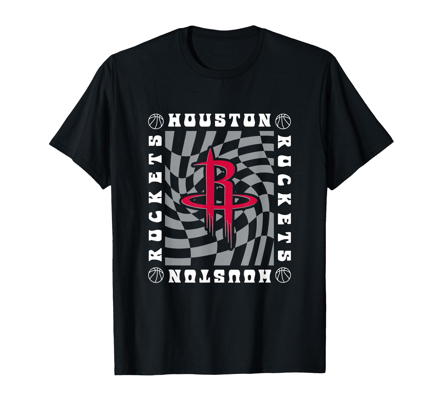 NBA Houston Rockets Retro Checkerboard Wave T-Shirt