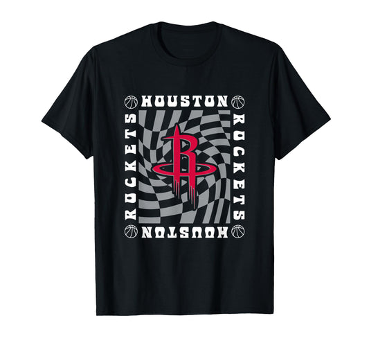 NBA Houston Rockets Retro Checkerboard Wave T-Shirt