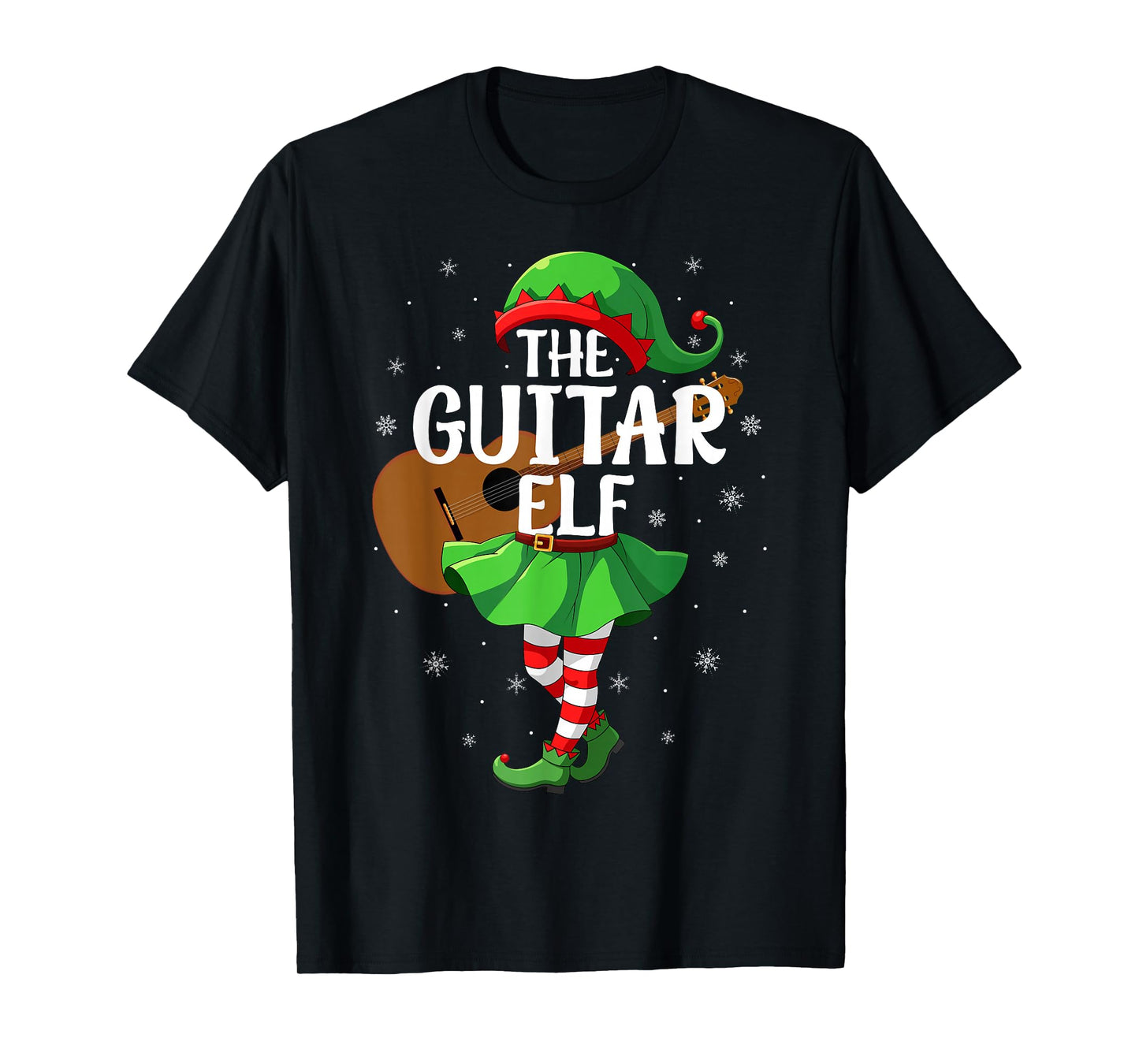 Guitar Elf Christmas Girls Women Elf Squad Xmas Family T-Shirt