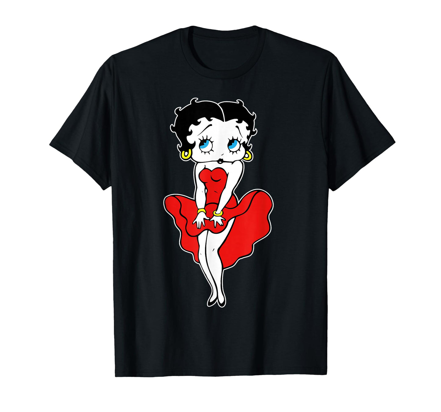 Classic Betty Boop Cartoon Character Retro Red Dress T-Shirt