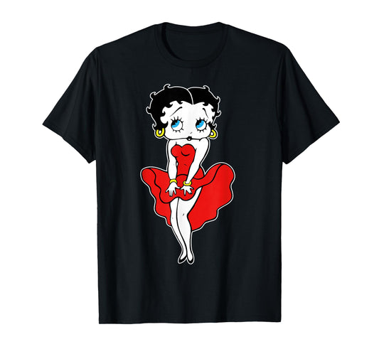 Classic Betty Boop Cartoon Character Retro Red Dress T-Shirt