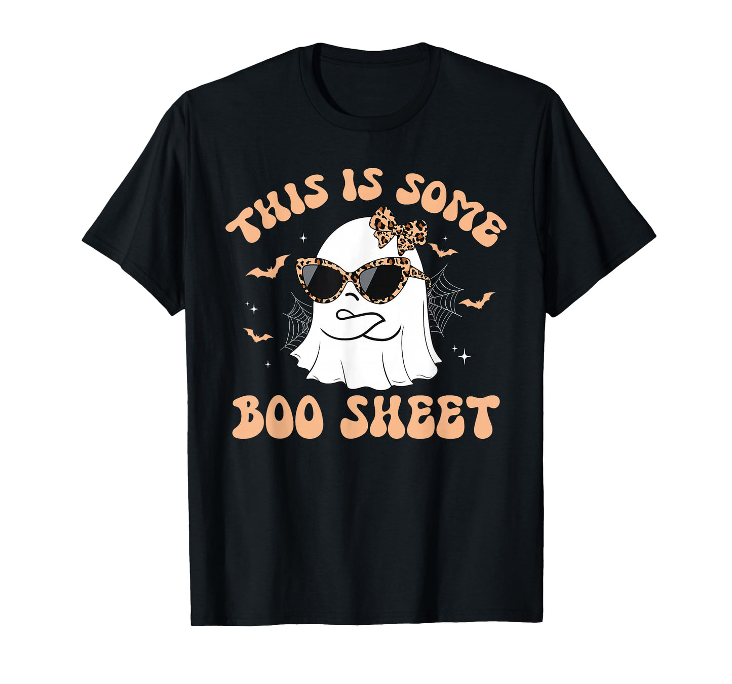 This is Boo Sheet Ghost Retro Groovy Funny Halloween Leopard T-Shirt