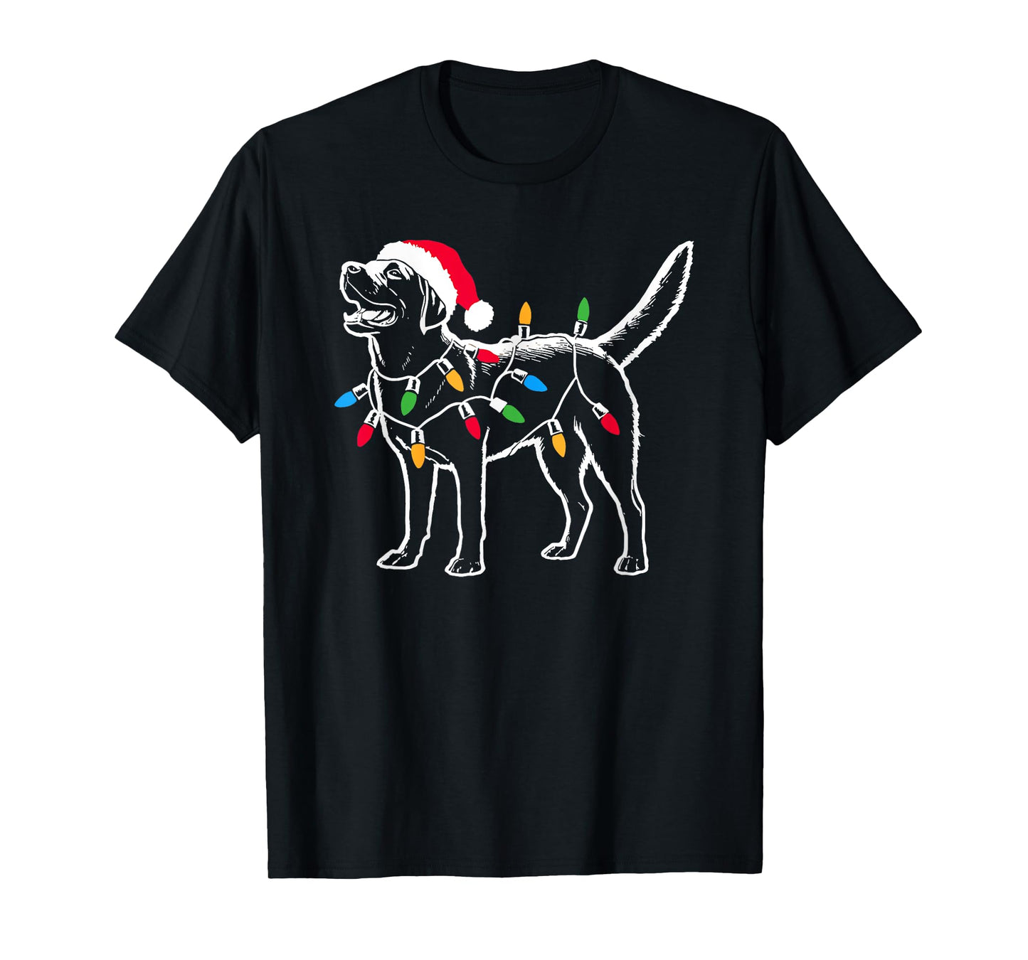 Funny Santa Labrador Retriever Christmas Lights Dog Lover T-Shirt for Men Women